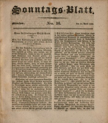 Sonntags-Blatt (Der bayerische Volksfreund) Sonntag 20. April 1828