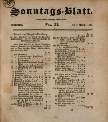 Sonntags-Blatt (Der bayerische Volksfreund) Sonntag 3. August 1828