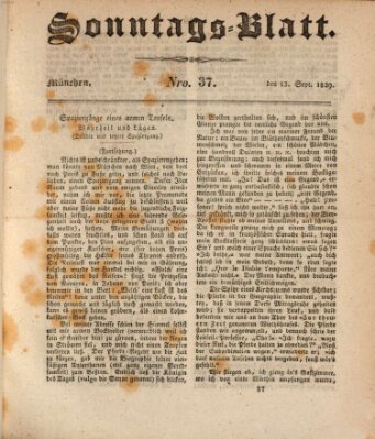 Sonntags-Blatt (Der bayerische Volksfreund) Sonntag 13. September 1829