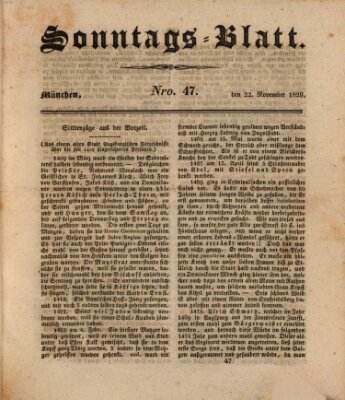 Sonntags-Blatt (Der bayerische Volksfreund) Sonntag 22. November 1829