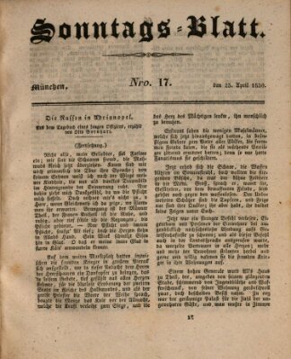 Sonntags-Blatt (Der bayerische Volksfreund) Sonntag 25. April 1830