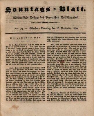 Sonntags-Blatt (Der bayerische Volksfreund) Sonntag 26. September 1830