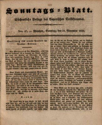 Sonntags-Blatt (Der bayerische Volksfreund) Sonntag 21. November 1830