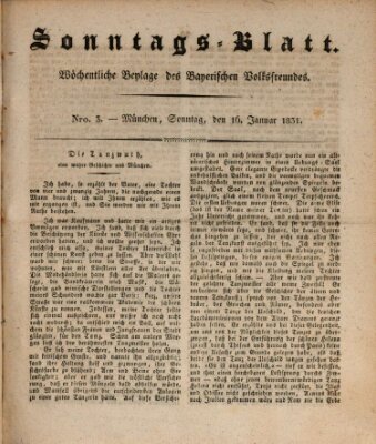 Sonntags-Blatt (Der bayerische Volksfreund) Sonntag 16. Januar 1831