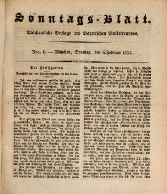 Sonntags-Blatt (Der bayerische Volksfreund) Sonntag 6. Februar 1831