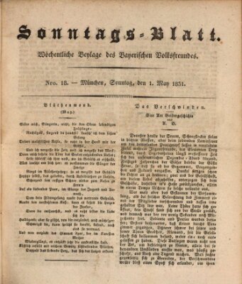 Sonntags-Blatt (Der bayerische Volksfreund) Sonntag 1. Mai 1831