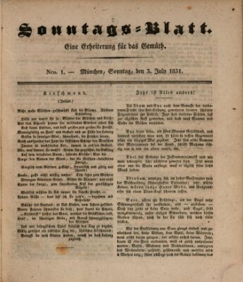 Sonntags-Blatt (Der bayerische Volksfreund) Sonntag 3. Juli 1831