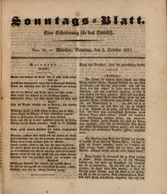 Sonntags-Blatt (Der bayerische Volksfreund) Sonntag 2. Oktober 1831