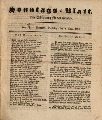 Sonntags-Blatt (Der bayerische Volksfreund) Sonntag 1. April 1832