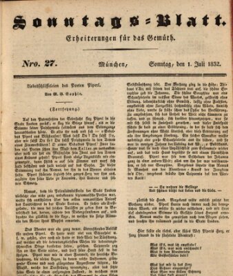 Sonntags-Blatt (Der bayerische Volksfreund) Sonntag 1. Juli 1832