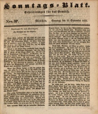 Sonntags-Blatt (Der bayerische Volksfreund) Sonntag 15. September 1833