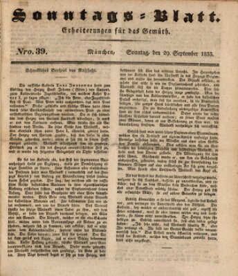 Sonntags-Blatt (Der bayerische Volksfreund) Sonntag 29. September 1833