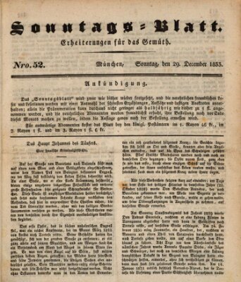 Sonntags-Blatt (Der bayerische Volksfreund) Sonntag 29. Dezember 1833