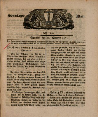 Sonntagsblatt Sonntag 30. Oktober 1831