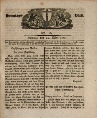 Sonntagsblatt Sonntag 25. März 1832