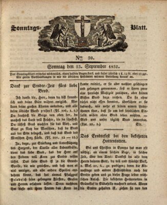 Sonntagsblatt Sonntag 23. September 1832