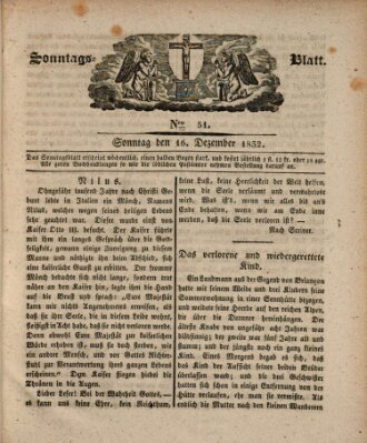 Sonntagsblatt Sonntag 16. Dezember 1832