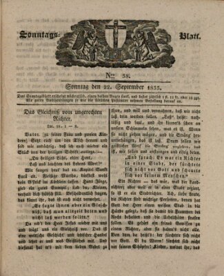 Sonntagsblatt Sonntag 22. September 1833