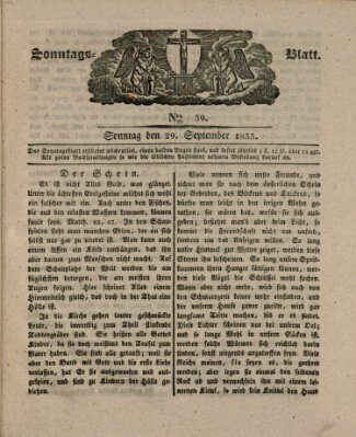 Sonntagsblatt Sonntag 29. September 1833