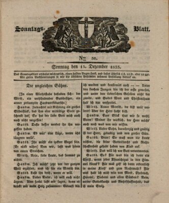 Sonntagsblatt Sonntag 15. Dezember 1833