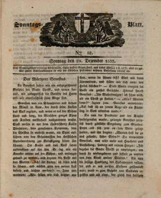 Sonntagsblatt Sonntag 29. Dezember 1833