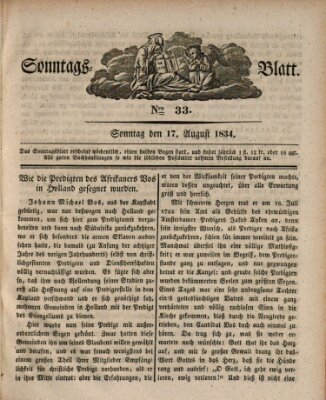 Sonntagsblatt Sonntag 17. August 1834