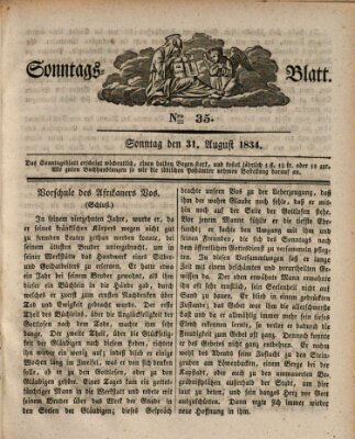 Sonntagsblatt Sonntag 31. August 1834