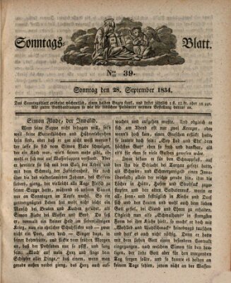 Sonntagsblatt Sonntag 28. September 1834