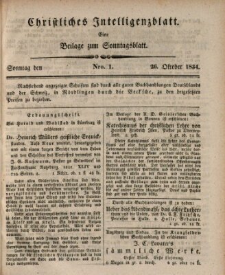 Sonntagsblatt Sonntag 26. Oktober 1834