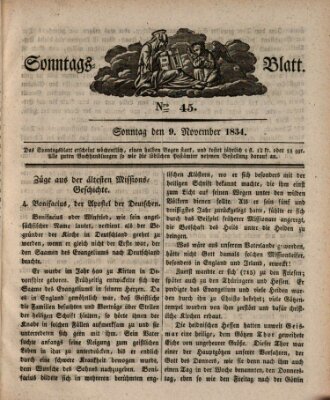 Sonntagsblatt Sonntag 9. November 1834