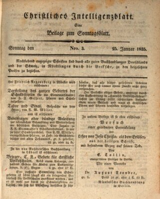 Sonntagsblatt Sonntag 25. Januar 1835