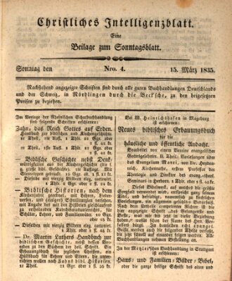 Sonntagsblatt Sonntag 15. März 1835