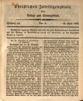 Sonntagsblatt Sonntag 12. April 1835