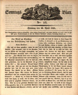 Sonntagsblatt Sonntag 26. April 1835