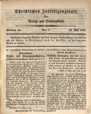 Sonntagsblatt Sonntag 24. Mai 1835