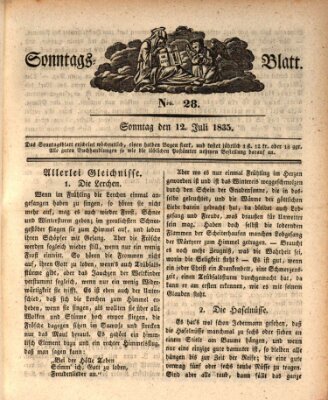 Sonntagsblatt Sonntag 12. Juli 1835