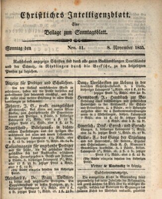 Sonntagsblatt Sonntag 8. November 1835