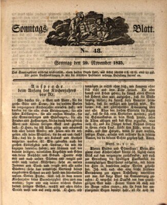 Sonntagsblatt Sonntag 29. November 1835