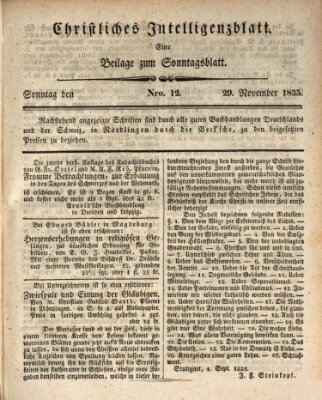 Sonntagsblatt Sonntag 29. November 1835