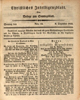 Sonntagsblatt Sonntag 6. Dezember 1835