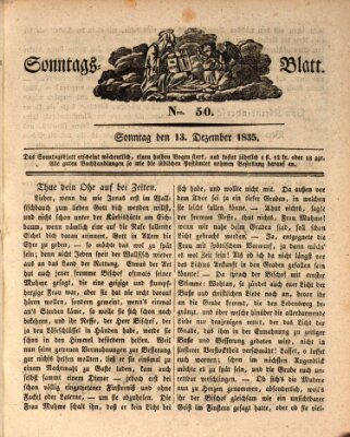 Sonntagsblatt Sonntag 13. Dezember 1835