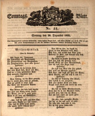 Sonntagsblatt Sonntag 20. Dezember 1835