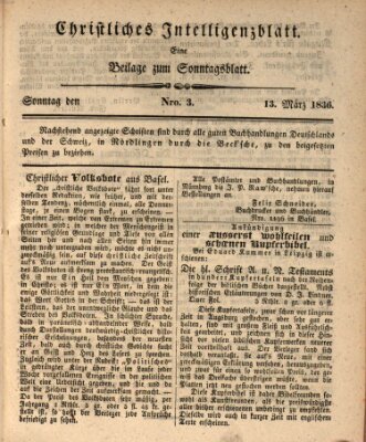 Sonntagsblatt Sonntag 13. März 1836