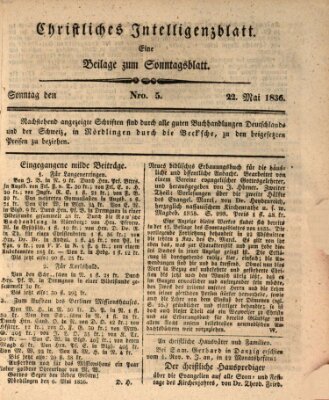 Sonntagsblatt Sonntag 22. Mai 1836