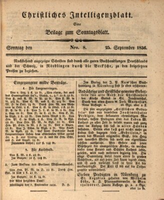 Sonntagsblatt Sonntag 25. September 1836