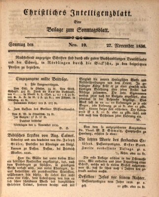 Sonntagsblatt Sonntag 27. November 1836