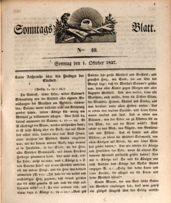 Sonntagsblatt Sonntag 1. Oktober 1837