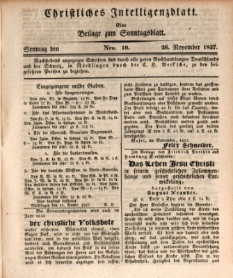 Sonntagsblatt Sonntag 26. November 1837