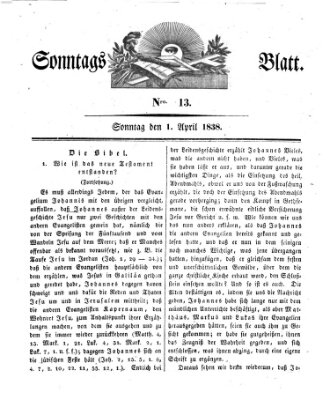 Sonntagsblatt Sonntag 1. April 1838