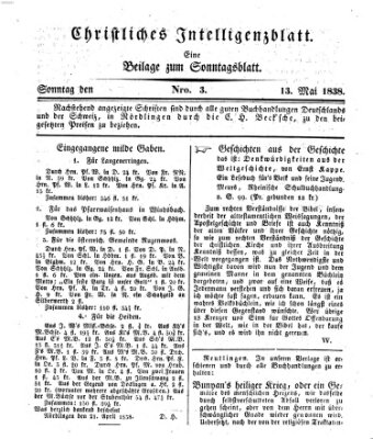 Sonntagsblatt Sonntag 13. Mai 1838